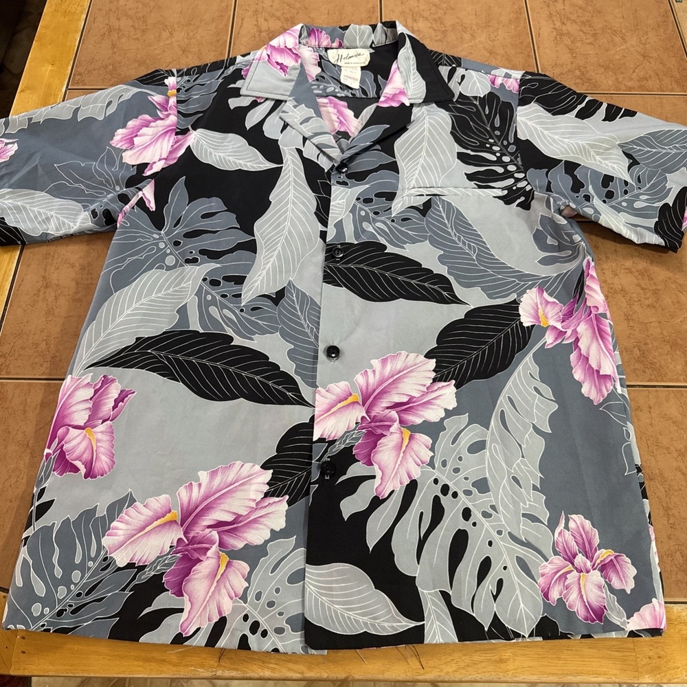 Hawaii Vintage Helena's Aloha Shirt Men's Sz Med Floral Hawaiian USA Made Beach